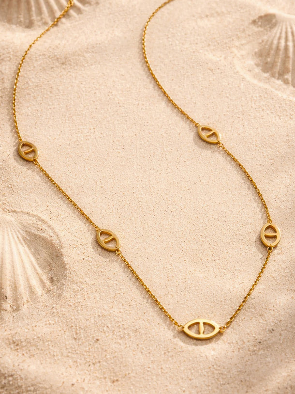 Demi Fine 18K Gold Plated Oval Link Accent Chain Necklace | Anti Tarnish