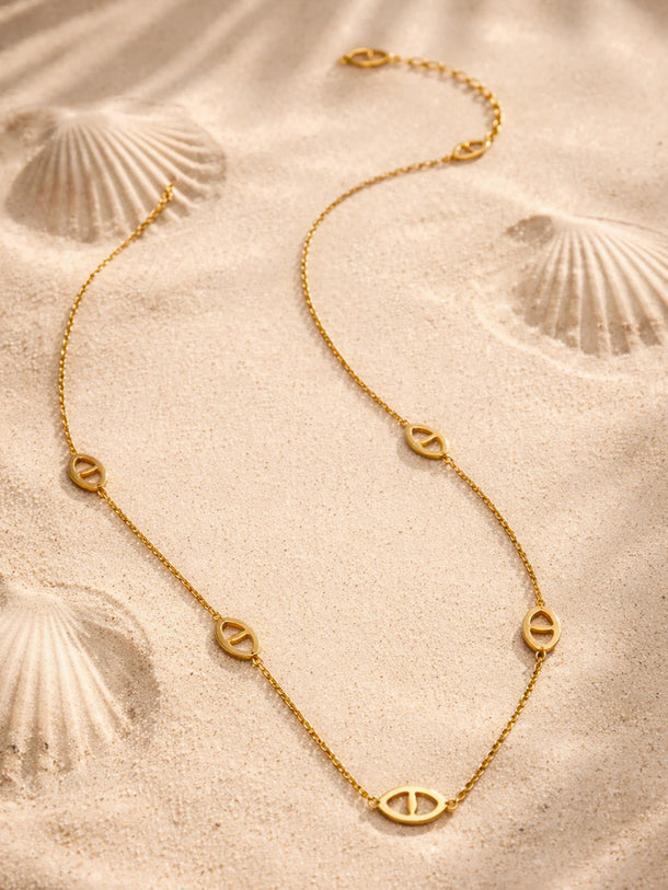 Demi Fine 18K Gold Plated Oval Link Accent Chain Necklace | Anti Tarnish