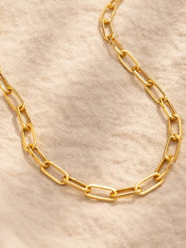 Demifine 18K Gold Plated Stainless steel Chunky Paperclip Chain Necklace