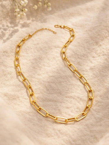 Demifine 18K Gold Plated Stainless steel Chunky Paperclip Chain Necklace