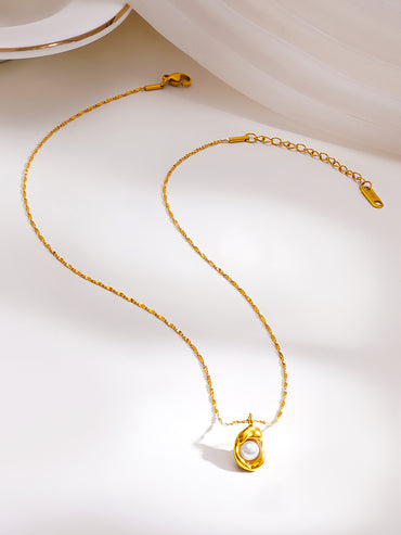 Demifine 18K Gold Plated Stainless Steel Pearl Pendant Necklace