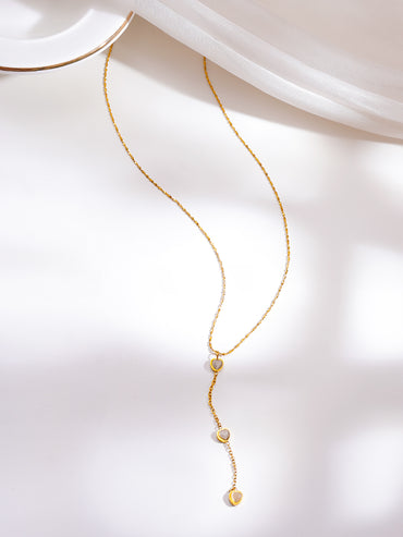 Demifine 18K Gold Plated Stainless Steel Heart Pearl Drop Necklace