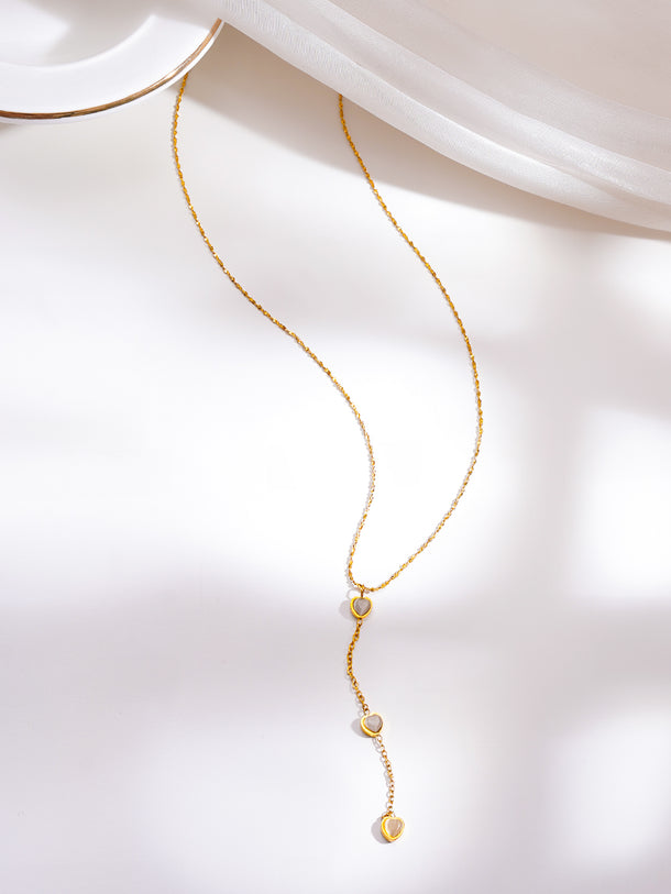 Demifine 18K Gold Plated Stainless Steel Heart Pearl Drop Necklace