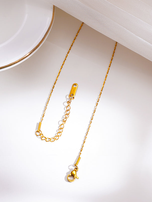 Demifine 18K Gold Plated Stainless Steel Heart Pearl Drop Necklace
