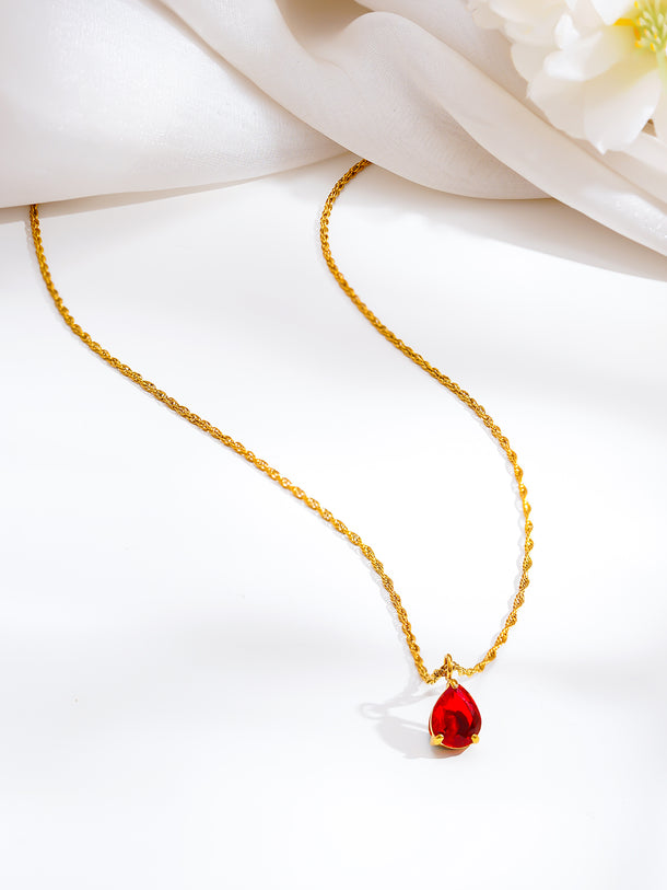 Demi Fine Teardrop Ruby Charm Pendant Chain