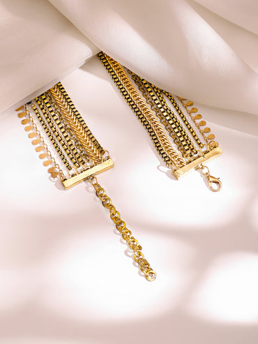 Gold Plated Layered Cascade Statement Necklace