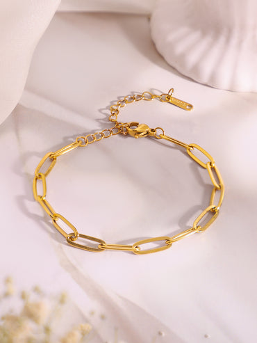 Demi Fine 18K Gold Plated Stainless Steel Paperclip Necklace & Bracelet Set