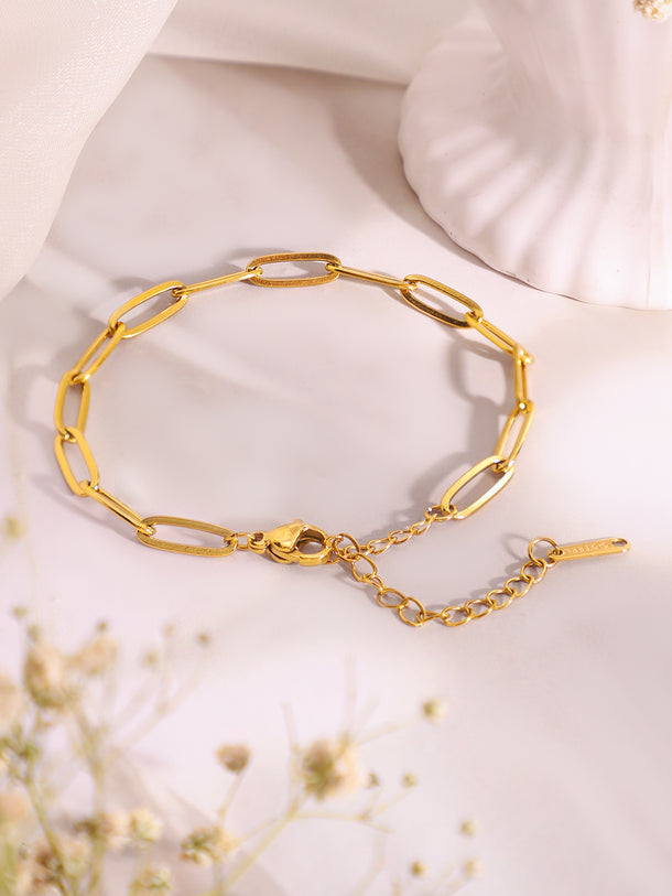 Demi Fine 18K Gold Plated Stainless Steel Paperclip Necklace & Bracelet Set