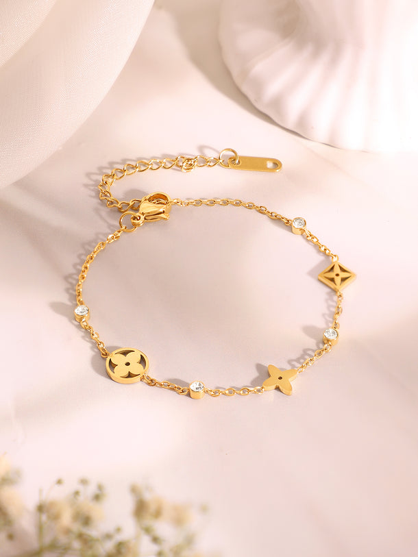 Demi Fine 18K Gold Plated Stainless Steel Crystal Necklace & Bracelet Set