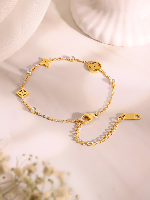 Demi Fine 18K Gold Plated Stainless Steel Crystal Necklace & Bracelet Set