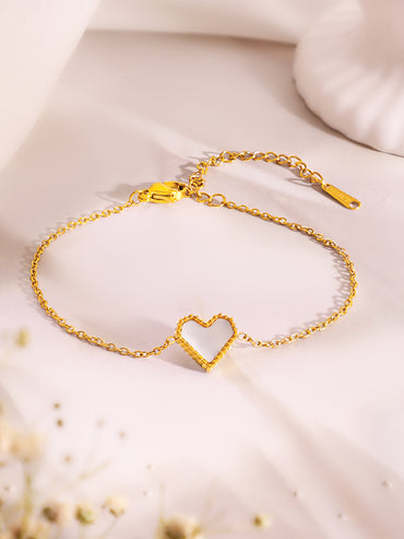 Demi Fine 18k Gold Plated Stainless Steel Heart Pendant & Bracelet Set