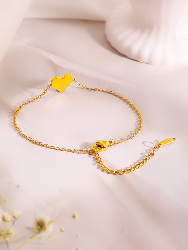Demi Fine 18k Gold Plated Stainless Steel Heart Pendant & Bracelet Set