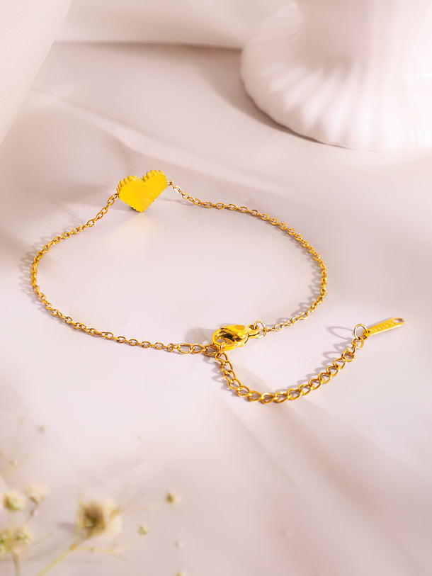 Demi Fine 18k Gold Plated Stainless Steel Heart Pendant & Bracelet Set