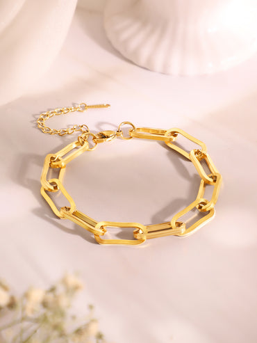Demi Fine 18k Gold Plated Stainless Steel Paperclip Necklace & Bracelet Set