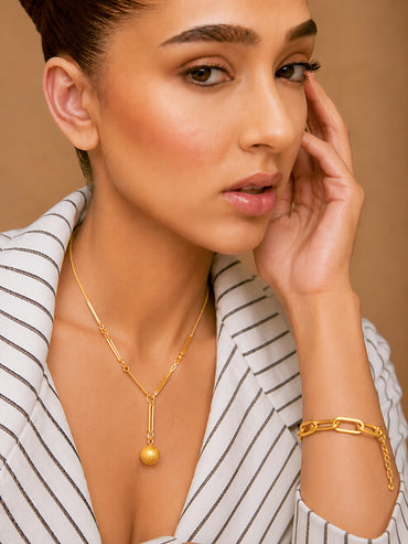 Demi Fine 18k Gold Plated Stainless Steel Paperclip Necklace & Bracelet Set