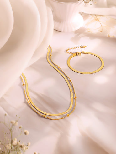 Demi Fine 18k Gold Plated Stainless Steel Snake Design Necklace & Bracelet  Set