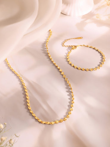 Demi Fine 18k Gold Plated Stainless Steel Textured Necklace & Bracelet Set