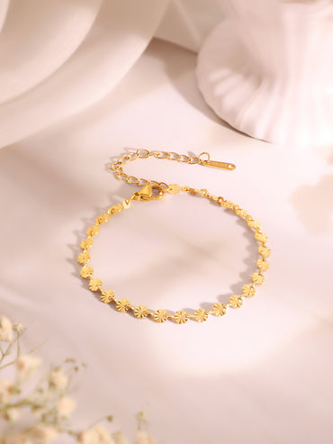 Demi Fine 18k Gold Plated Stainless Steel Textured Necklace & Bracelet Set
