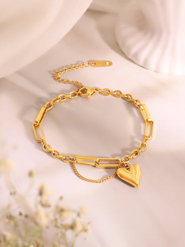Demi Fine 18k Gold Plated Stainless Steel Heart Motif Combo Set