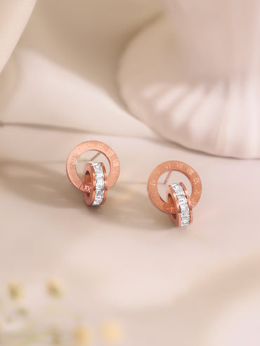 Demi Fine 18k Rose Gold Plated Stainless Steel Interlocked Design Combo Set