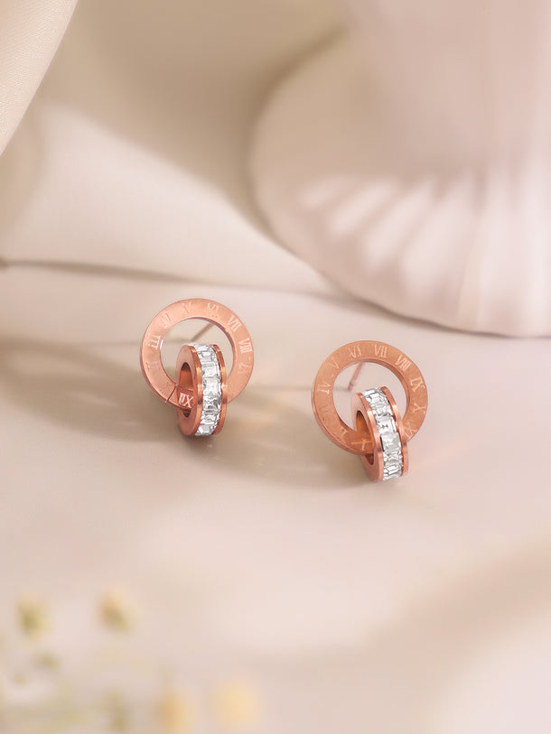 Demi Fine 18k Rose Gold Plated Stainless Steel Interlocked Design Combo Set