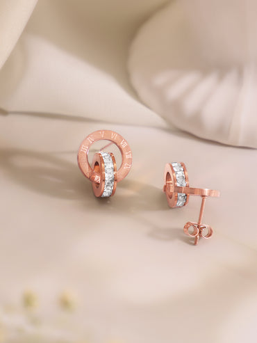 Demi Fine 18k Rose Gold Plated Stainless Steel Interlocked Design Combo Set
