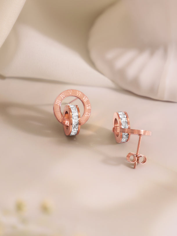 Demi Fine 18k Rose Gold Plated Stainless Steel Interlocked Design Combo Set