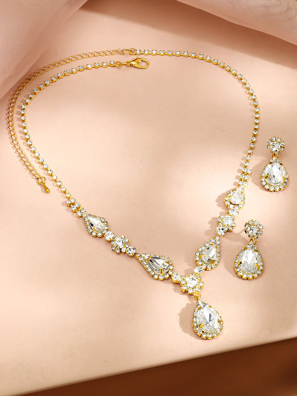 Gold Toned American Diamond Zirconia Necklace Set