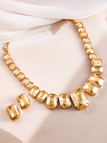 Champagne Crystal Chunky Necklace Set