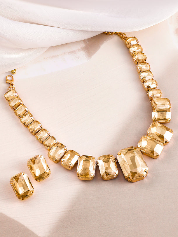 Champagne Crystal Chunky Necklace Set