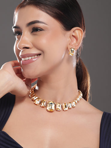 Champagne Crystal Chunky Necklace Set