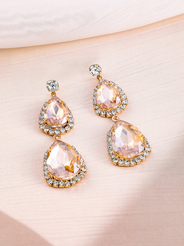 Crystal Teardrop Studded Necklace Set