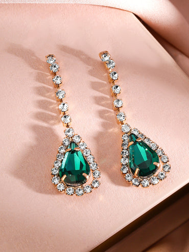 Green Teardrop American Diamond Zirconia Necklace Set