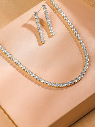 American Diamond Zirconia Tennis Necklace Set