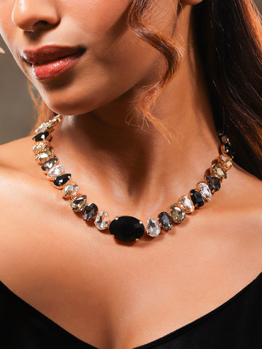 Bold Smoky Crystal Statement Necklace