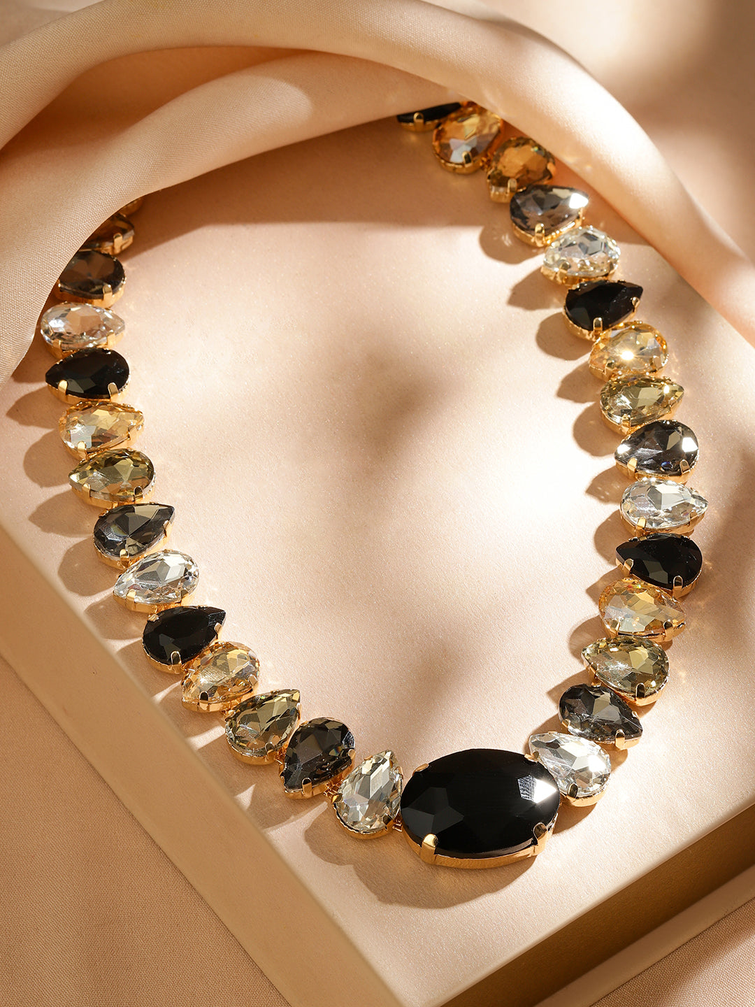 Bold Smoky Crystal Statement Necklace