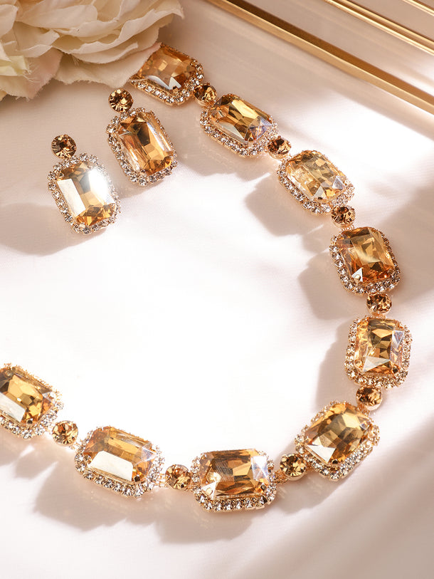 Crystal Studded Statement Necklace Set