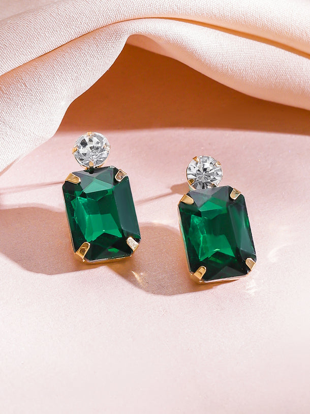 Emerald & Crystal Gold Toned Necklace Set