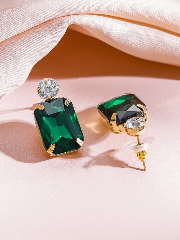 Emerald & Crystal Gold Toned Necklace Set