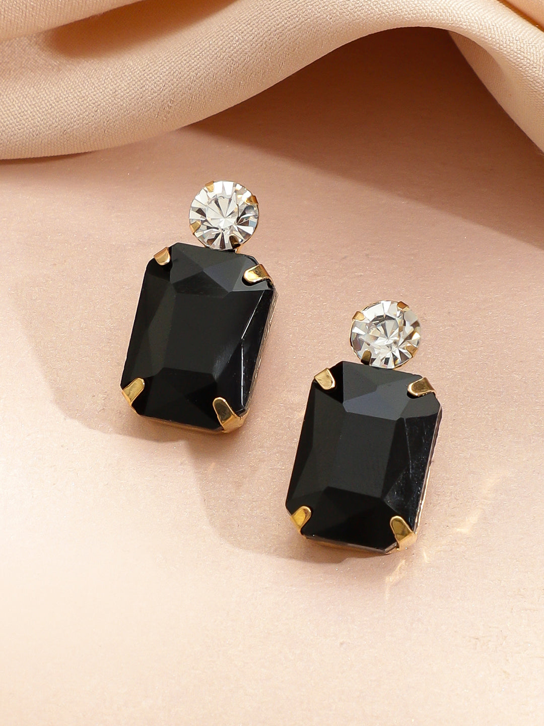 Geometric Contemporary Black Crystal Necklace Set