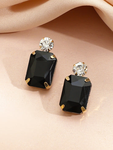 Geometric Contemporary Black Crystal Necklace Set