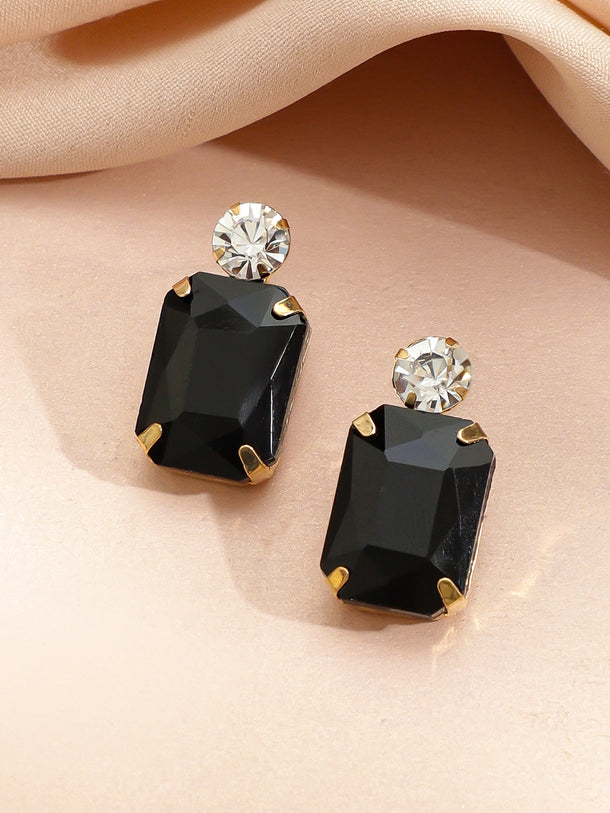 Geometric Contemporary Black Crystal Necklace Set