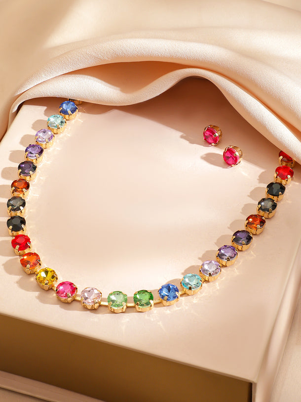 Multi Colored Crystal Necklace Set