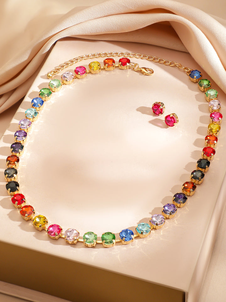 Multi Colored Crystal Necklace Set