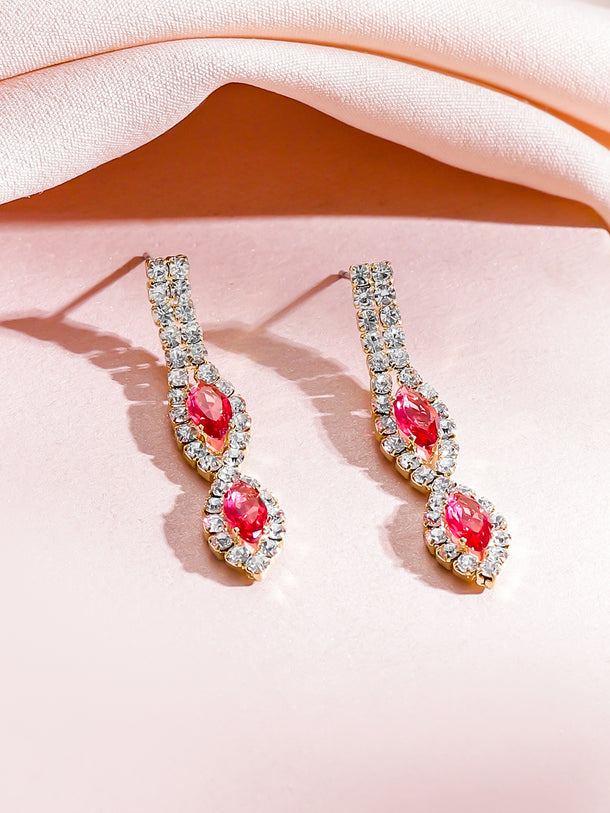 Ruby Pink Minimalist Zirconia Necklace Set