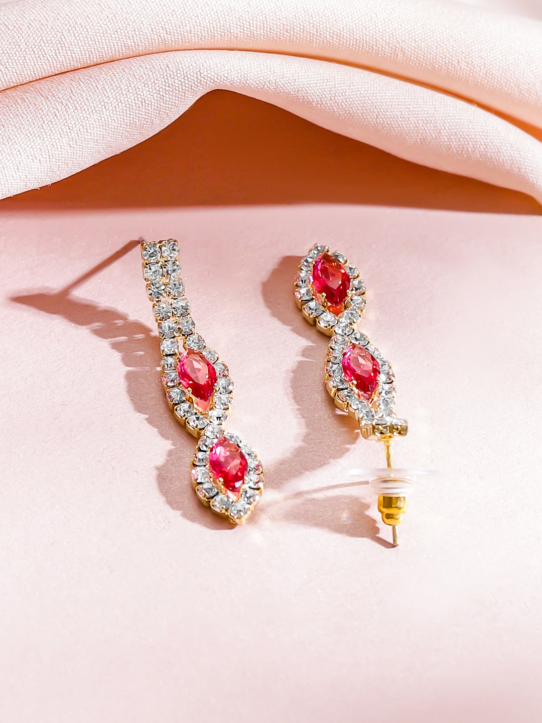 Ruby Pink Minimalist Zirconia Necklace Set