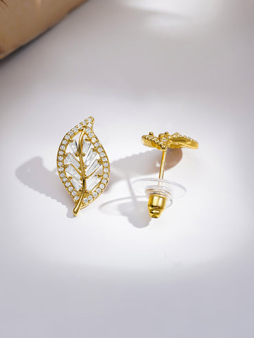 American Diamond Zirconia Leaf Pendant Necklace Set