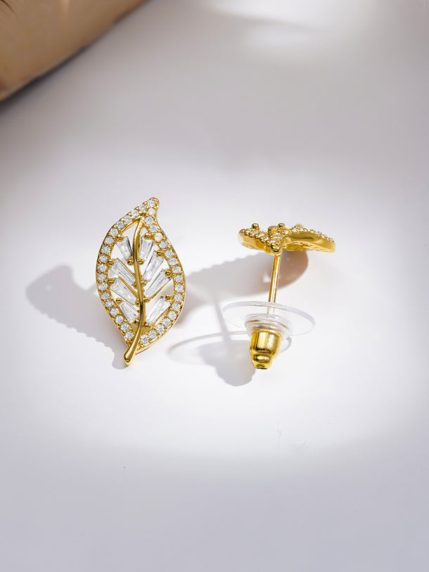 American Diamond Zirconia Leaf Pendant Necklace Set