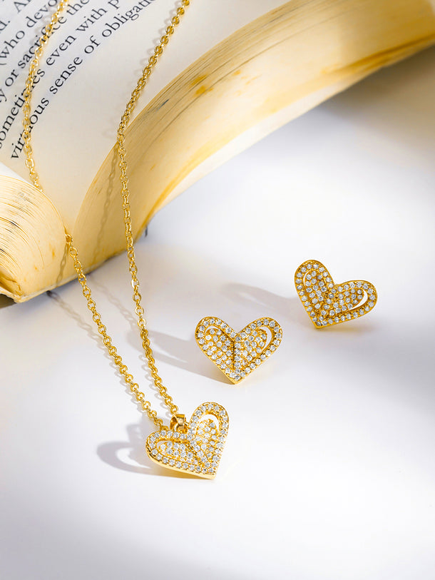 Heart of Gold Sparkle Pendant Set