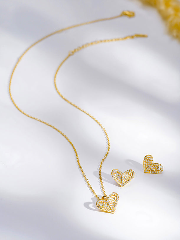 Heart of Gold Sparkle Pendant Set